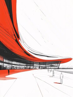 现代流线型建筑外观设计