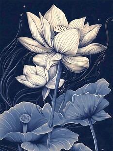 水墨风莲花插画