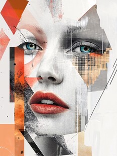 拼贴艺术下的个性女性面孔