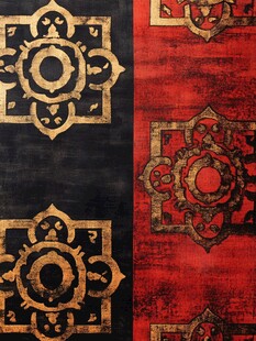 复古黑金红几何花纹图案