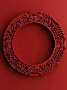 中式红圆环装饰图案