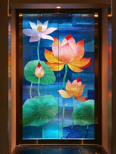 梦幻荷花艺术玻璃装饰画