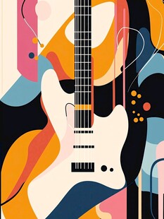 抽象风格电吉他艺术插画