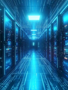 科技感数据中心服务器走廊