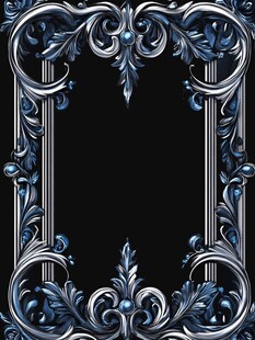 蓝银奢华装饰花纹边框