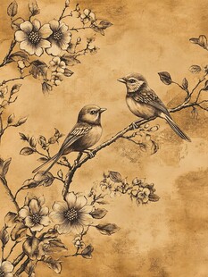 花鸟图 双雀栖枝春意浓