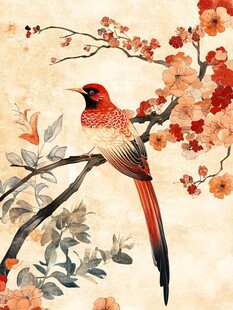 枝头瑞鸟伴繁花