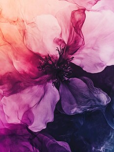 梦幻绚丽的水墨花朵