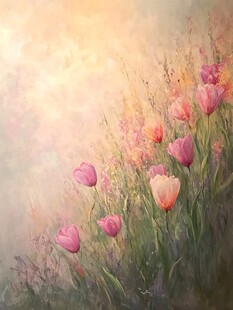 春日郁金香浪漫油画风景