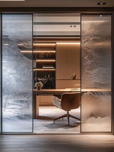 现代轻奢风玻璃隔断书房