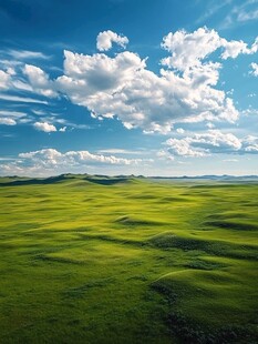 广袤草原上的蓝天白云