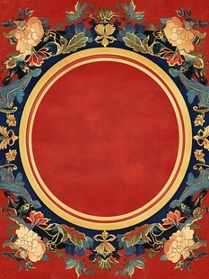 中式传统花纹红色圆形图案