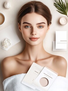 优雅女性与精致护肤用品