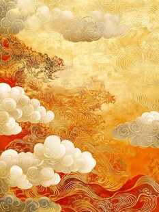 中式云海山峦祥瑞图景