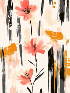 手绘花卉抽象艺术图案