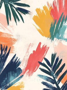 热带风情手绘植物图案