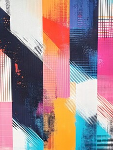 多彩抽象几何线条艺术画