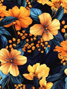 黄蓝花卉图案精美壁纸