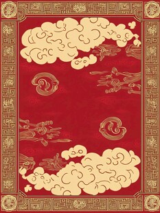 中式古典云纹红底装饰图