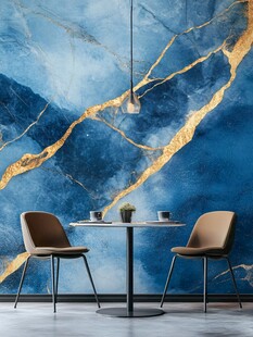 蓝金大理石风室内休闲区