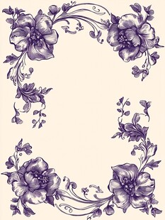 紫色花卉边框装饰图案