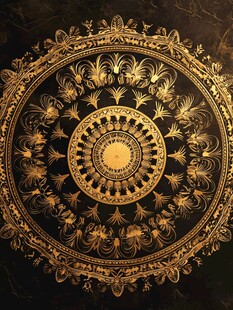 金色华丽圆形花纹图案