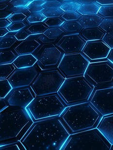 蓝色科技感六边形蜂窝图案