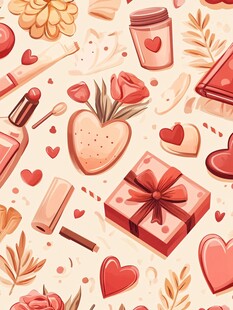 浪漫美妆礼品插画图案