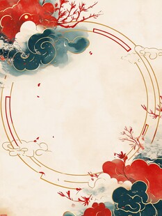 中式古典云纹边框背景图