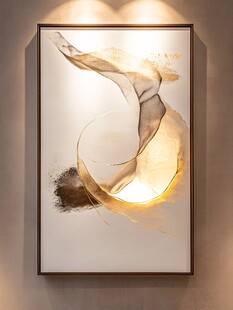 抽象艺术挂画 灵动金褐线条