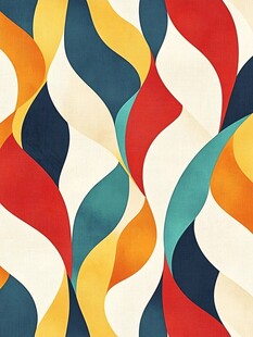 多彩波浪纹理几何图案