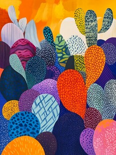 多彩仙人掌插画艺术世界