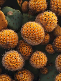 橙黄仙人球特写