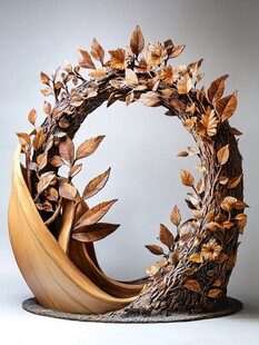 木雕花环艺术品展示