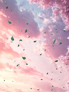 梦幻樱花飘落天空美景