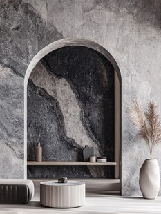 现代极简风室内石材装饰角落