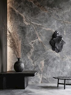 灰色大理石墙面简约室内景