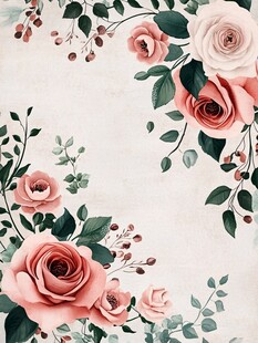 浪漫粉色花卉装饰图案