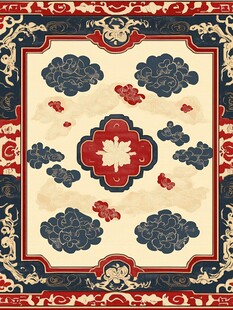 中式传统云纹地毯图案