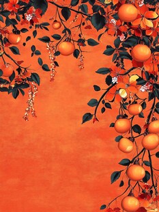 枝头橙果艳 花叶共芬芳