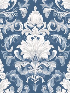 蓝白经典欧式花纹图案