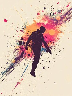 动感泼墨宇航员剪影