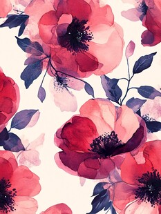 水彩花卉图案 浪漫又唯美