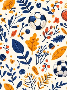 秋季足球主题插画图案
