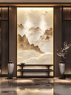 中式山水玄关背景墙设计