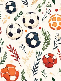 足球与植物的创意图案设计