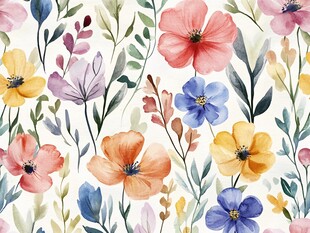 水彩花卉无缝图案设计
