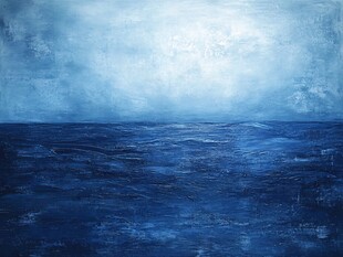 蓝色海洋天空梦幻画作