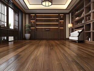 中式风格宽敞书房室内景