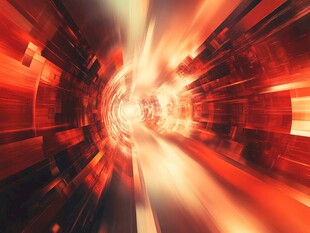 红色科幻时空隧道视觉图